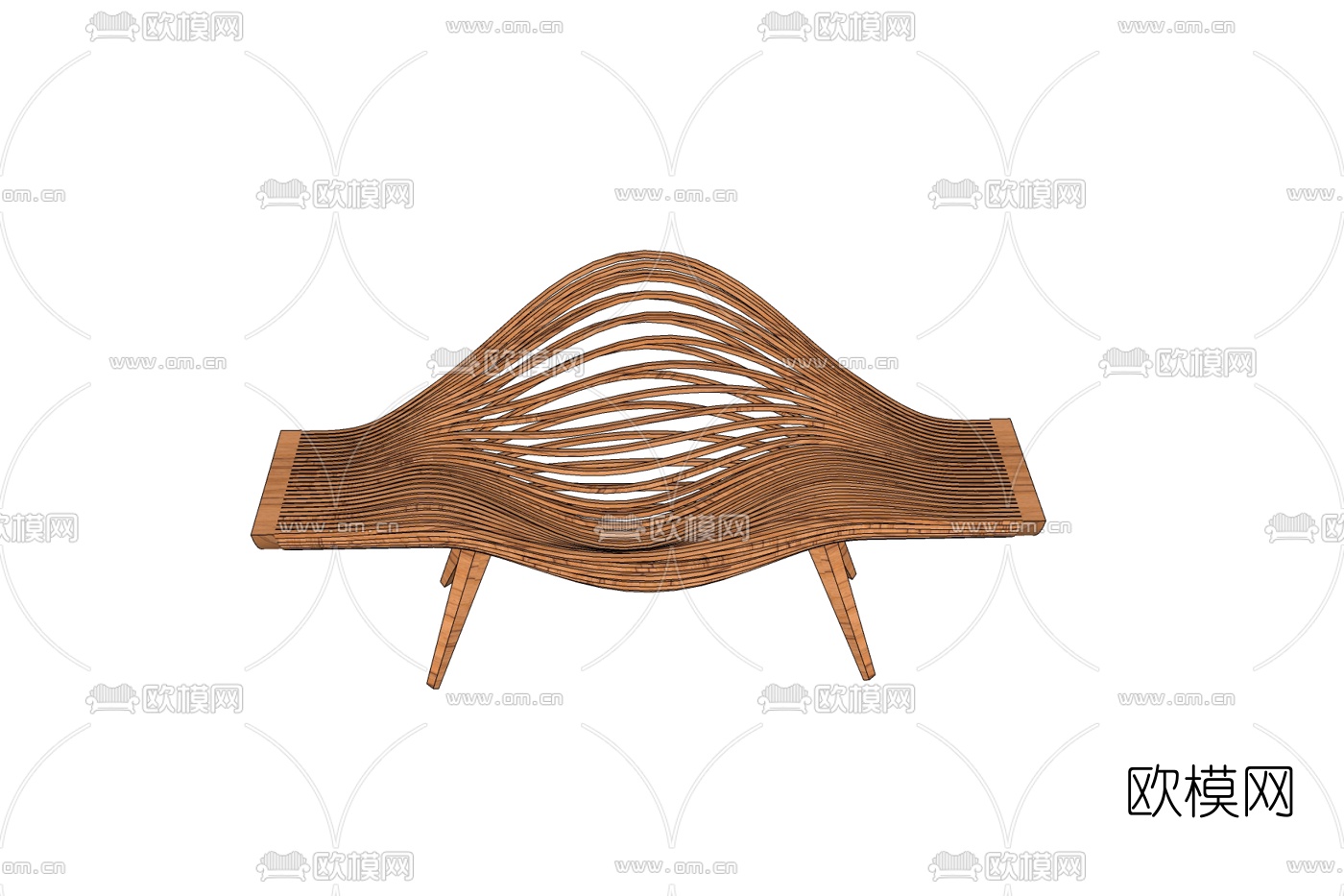 北欧原木休闲椅免费su模型下载