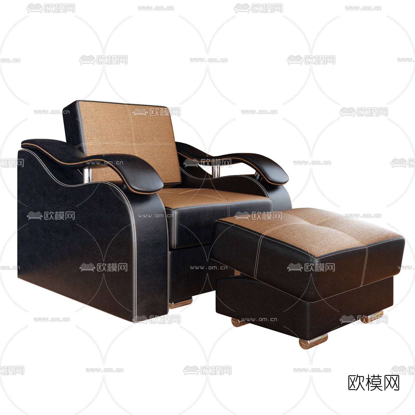 现代皮革躺椅3d模型