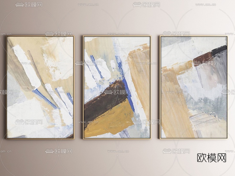 现代抽象装饰画3d模型下载