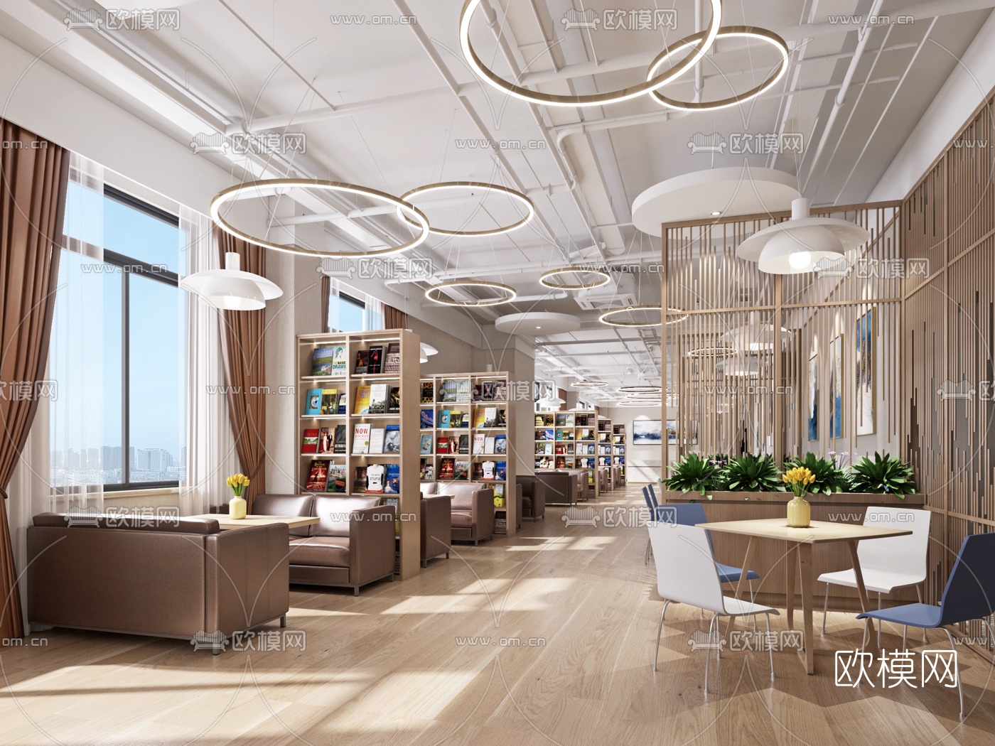 现代图书馆3d模型下载
