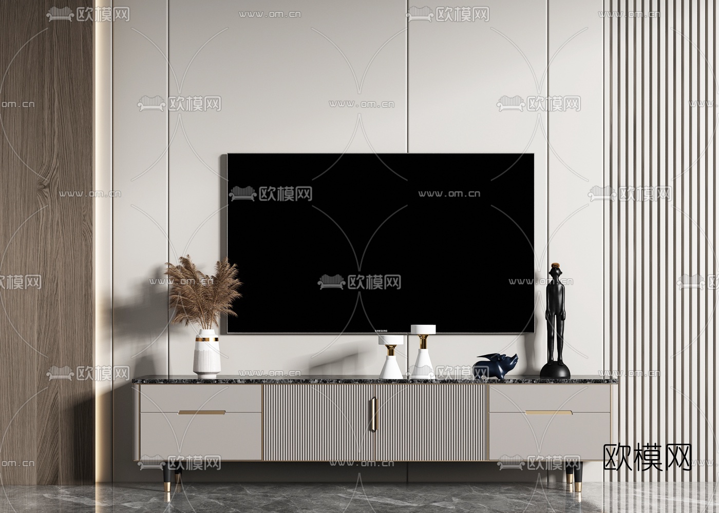 现代轻奢电视柜su模型
