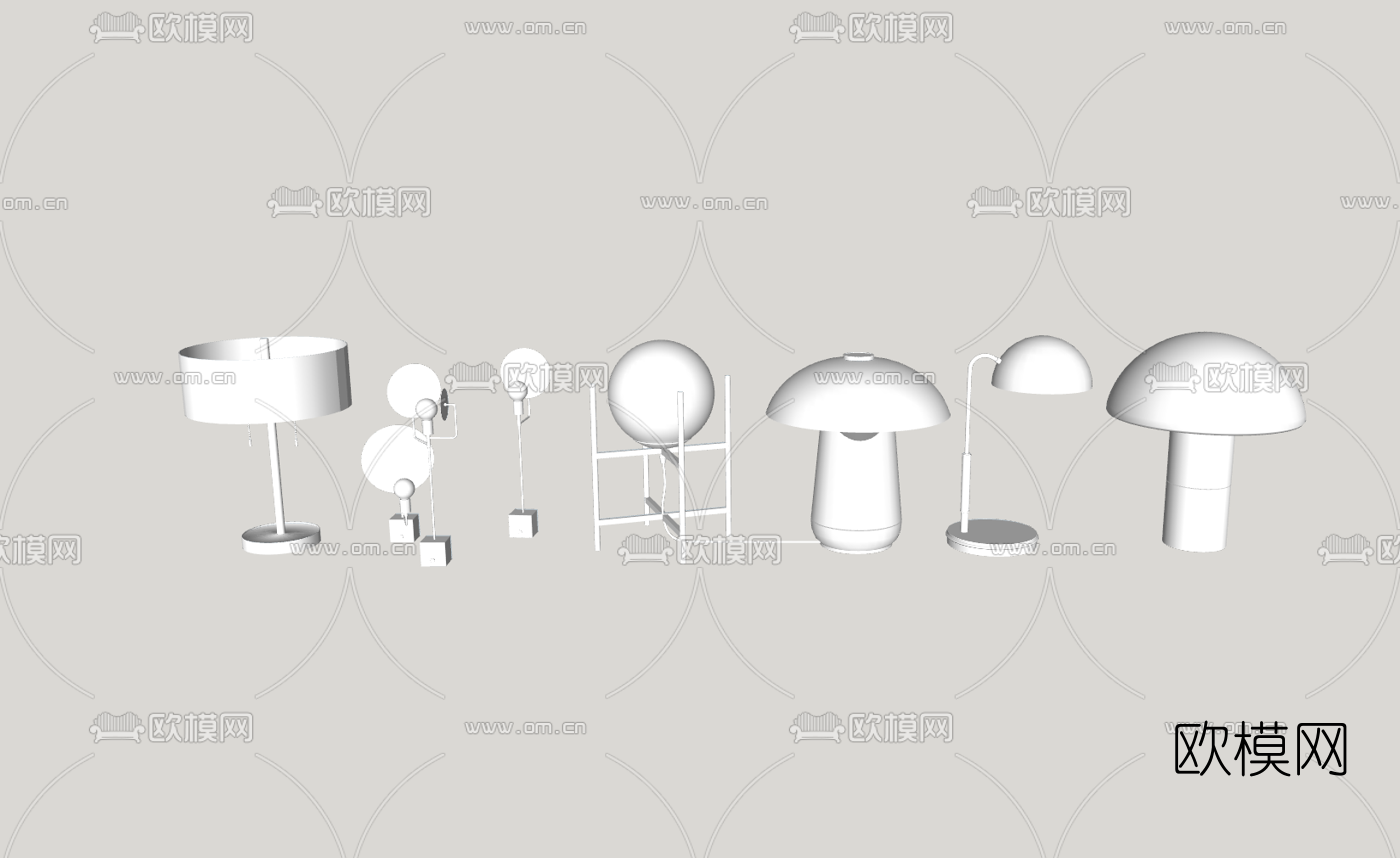 北欧金属台灯su模型下载（渲染图3）