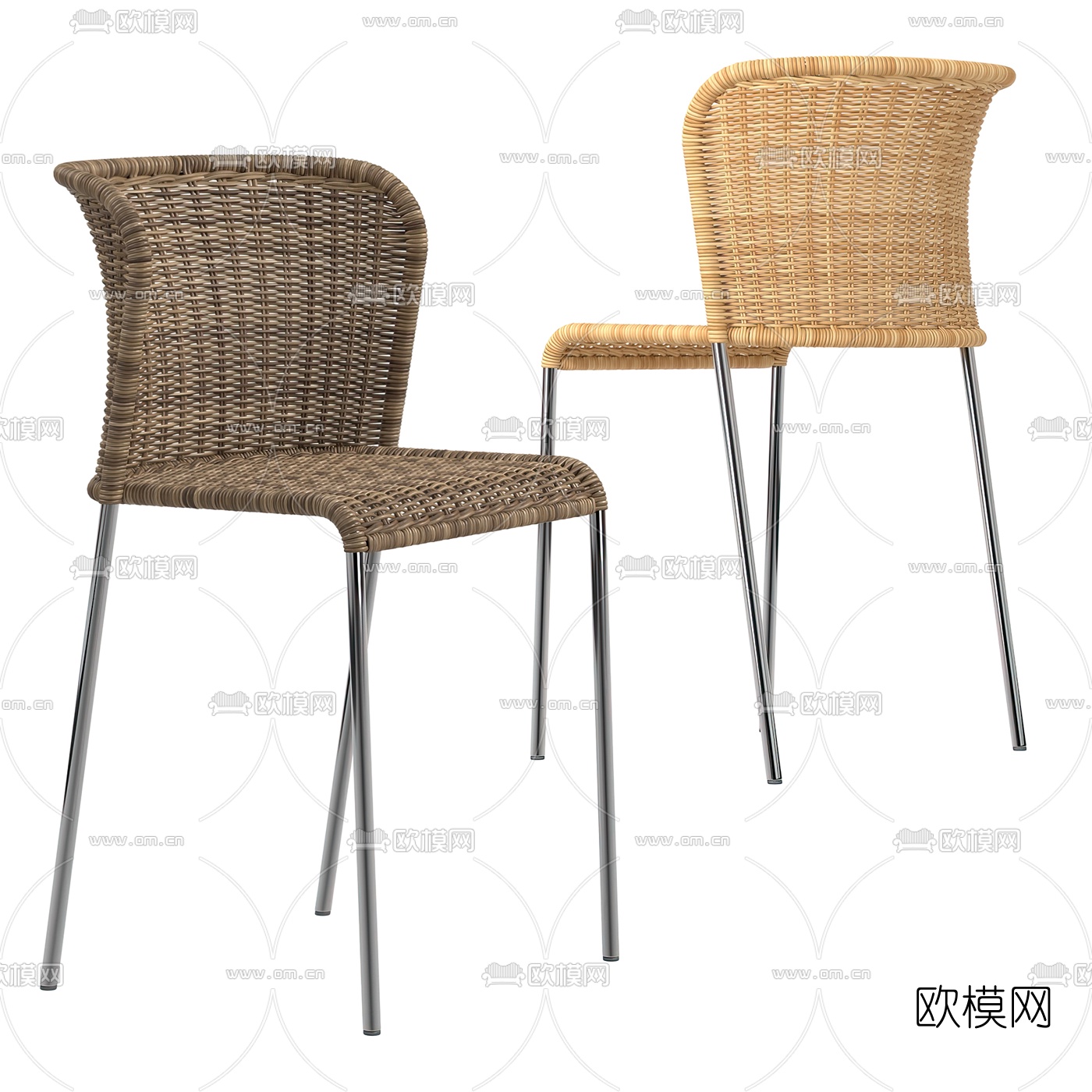 现代藤编户外椅3d模型下载（渲染图3）