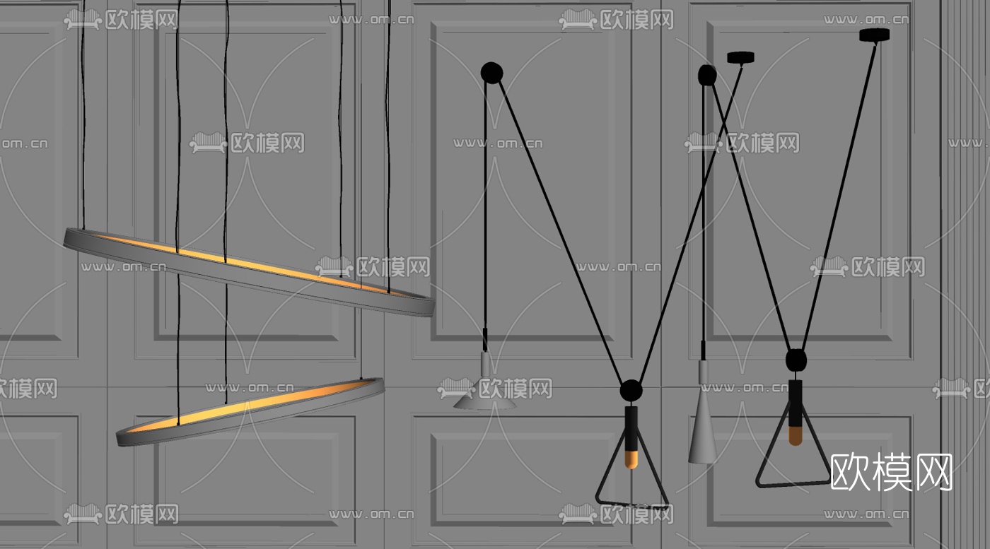 现代简约吊灯su模型下载（渲染图2）