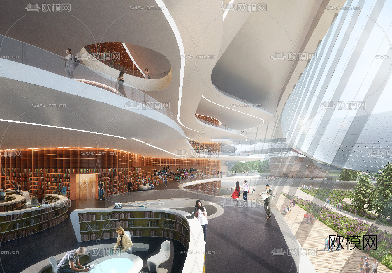 现代商业综合体广场外观su模型下载（渲染图4）