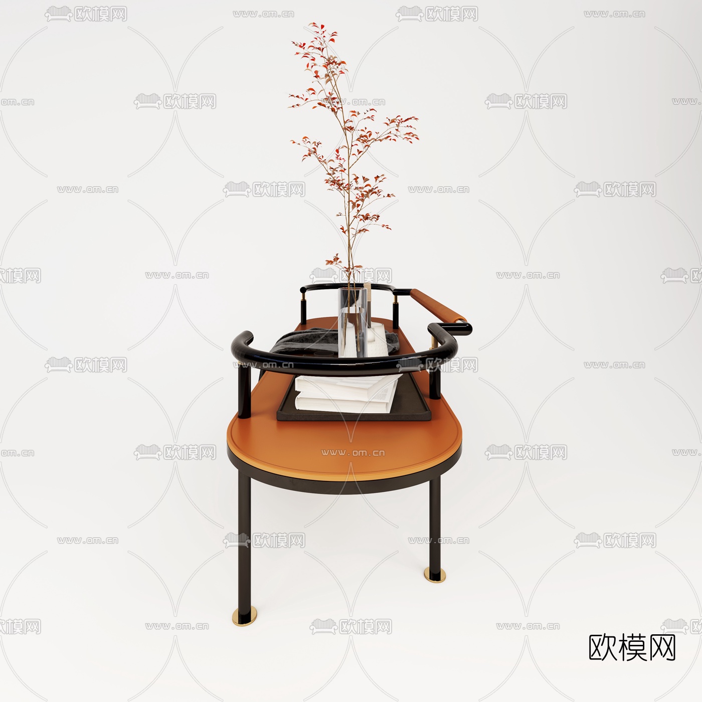 新中式床尾凳3d模型下载（渲染图2）