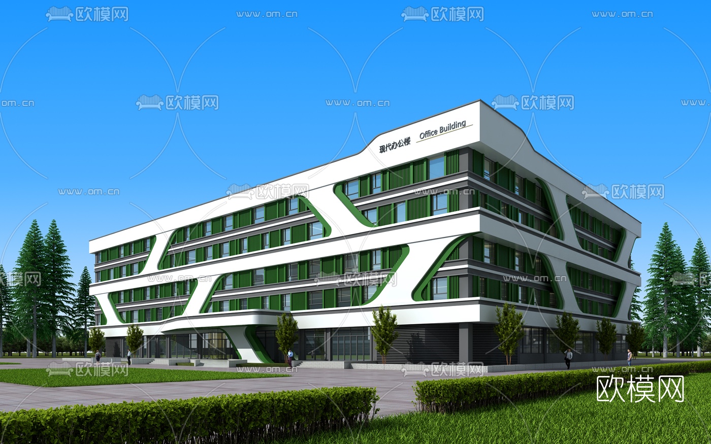 现代办公楼建筑外观3d模型