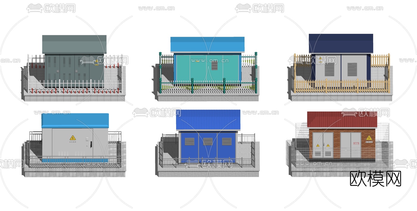 现代室外配电房变电站su模型下载（渲染图1）