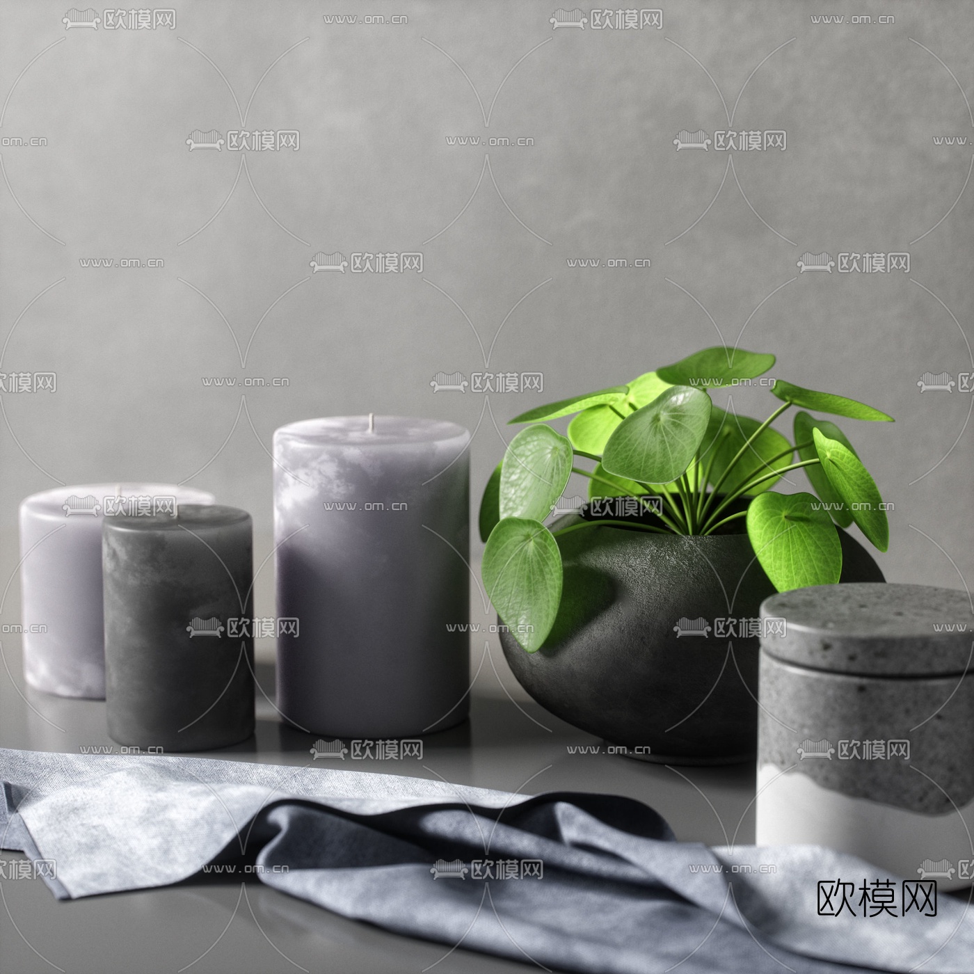 现代卫浴绿植烛台洗浴用品3d模型