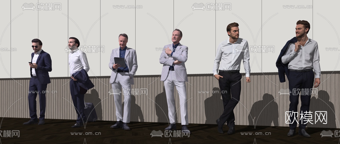 现代商务男士人物su模型下载（渲染图3）