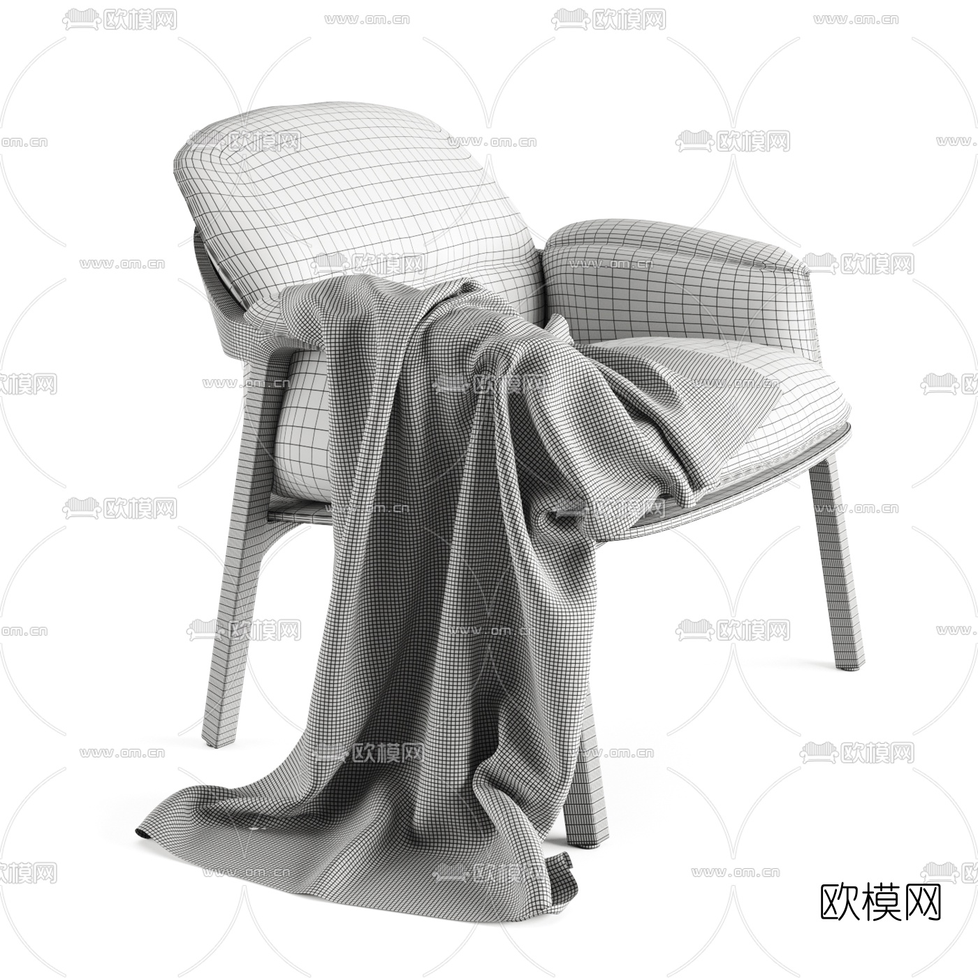 北欧休闲扶手椅3d模型下载（渲染图3）