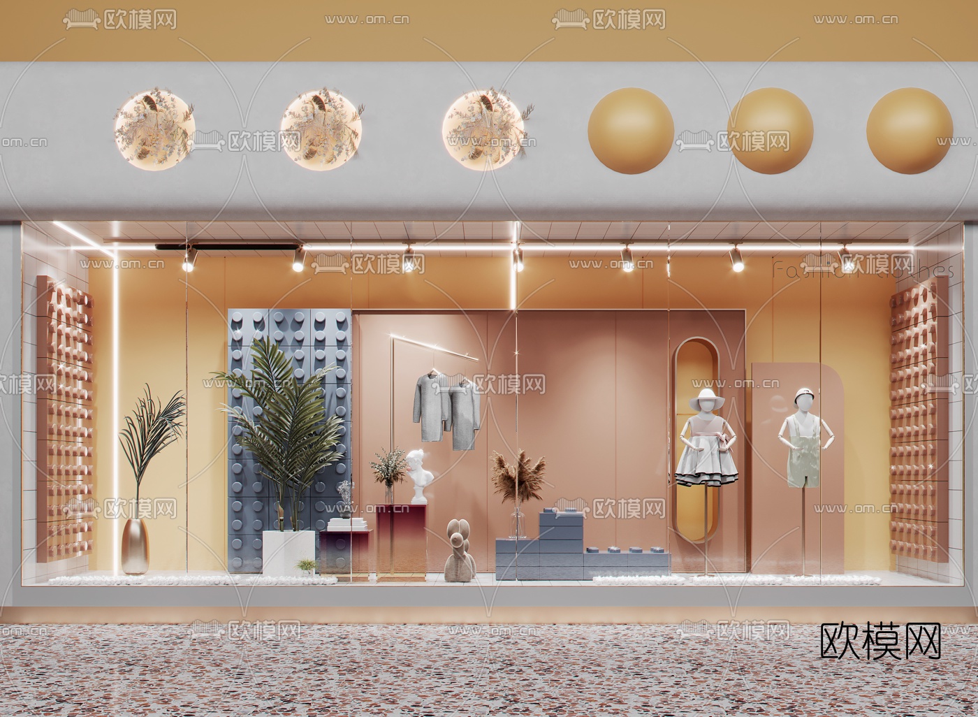 现代服装店橱窗3d模型