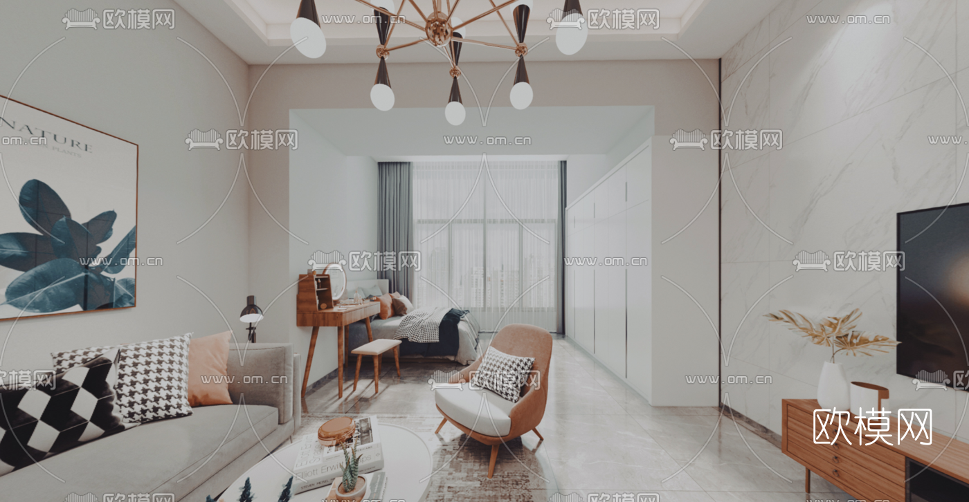 北欧单身公寓cr全景3d模型