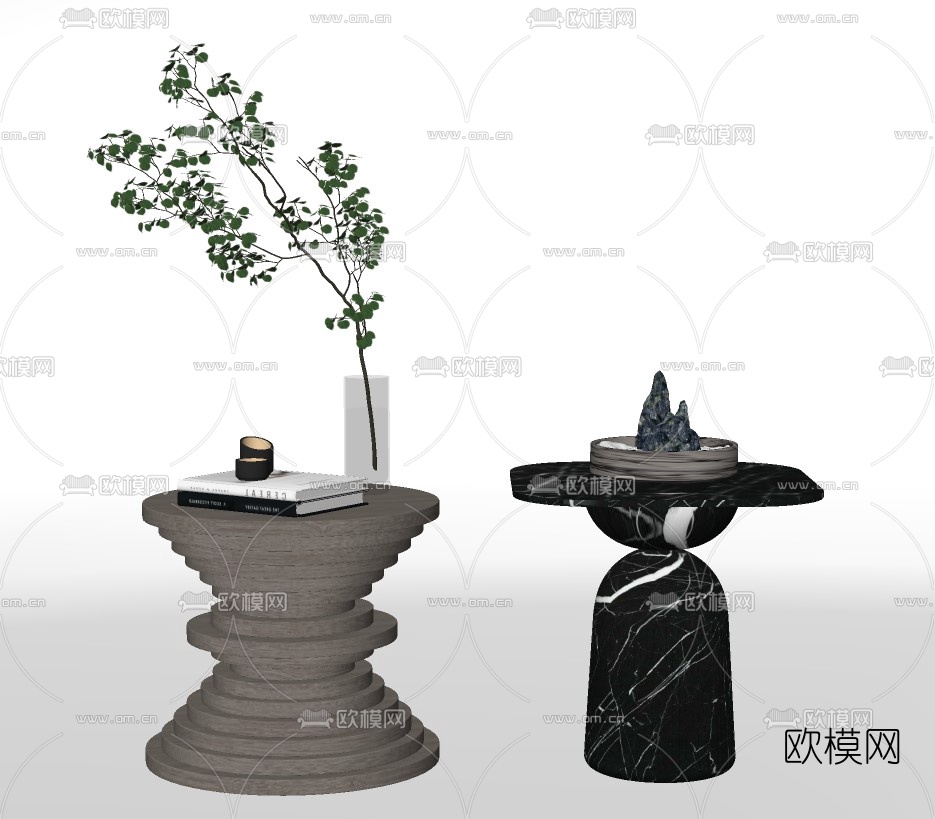 现代轻奢边几su模型下载（渲染图2）