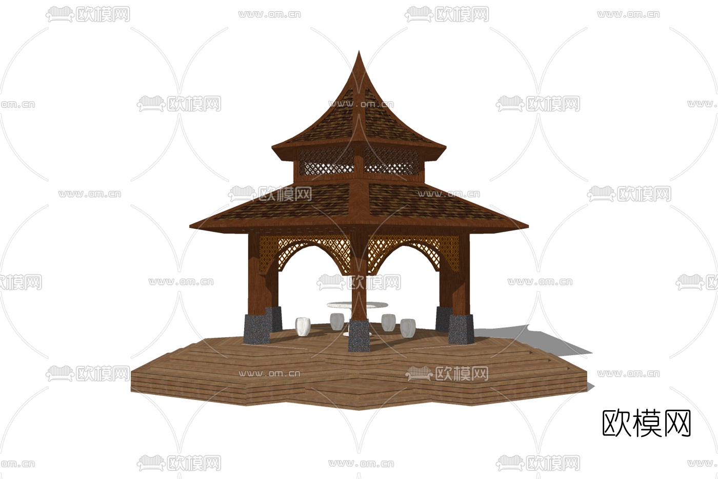 东南亚凉亭su模型下载