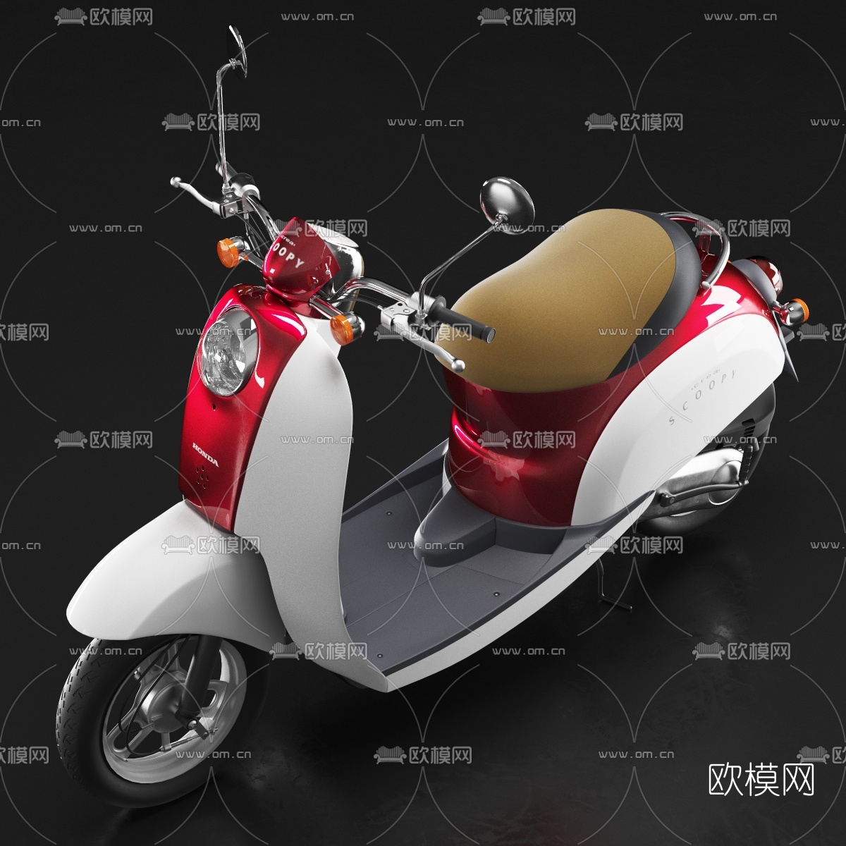 现代踏板车摩托车3d模型下载（渲染图3）