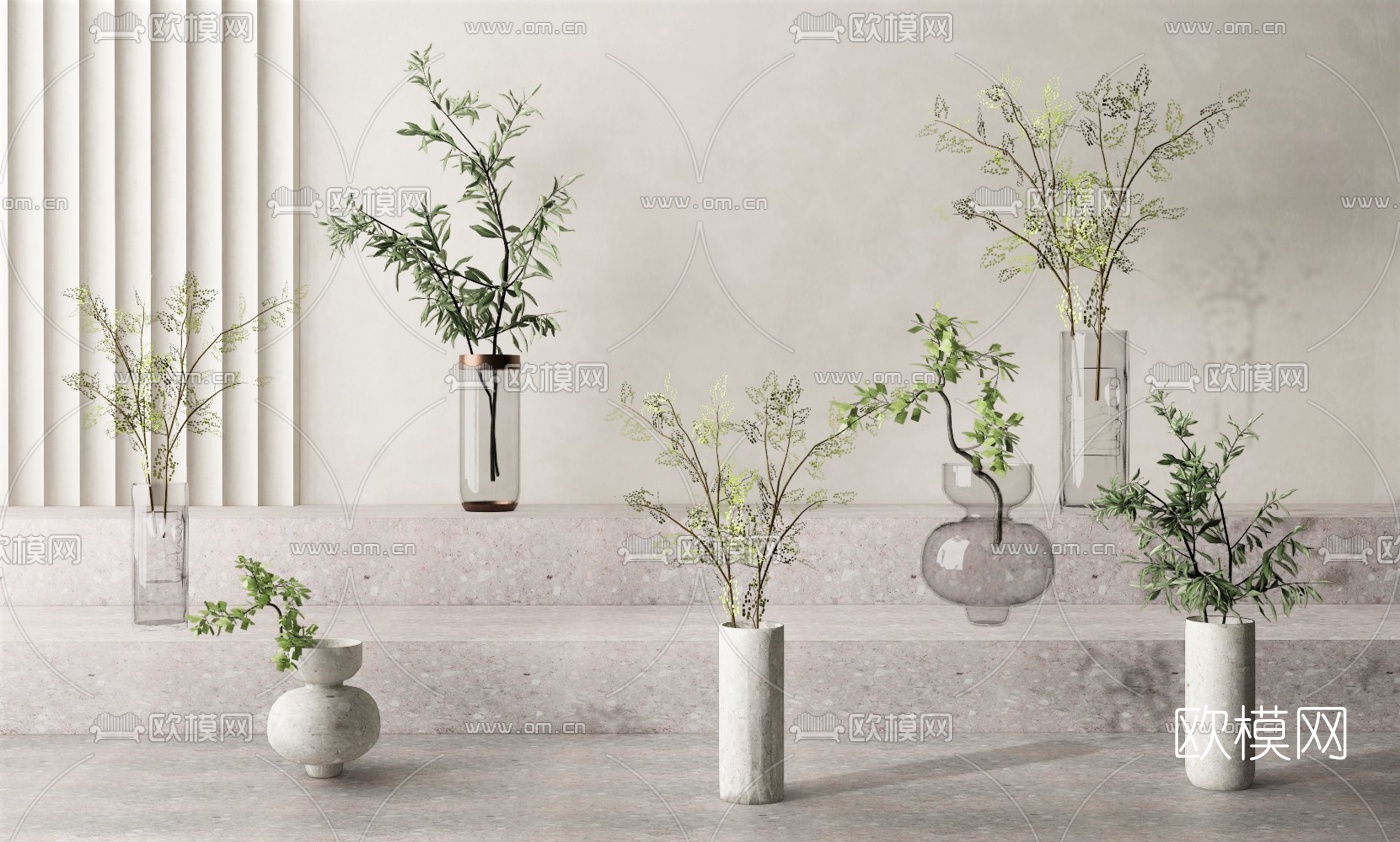 现代绿植盆栽su模型下载（渲染图1）