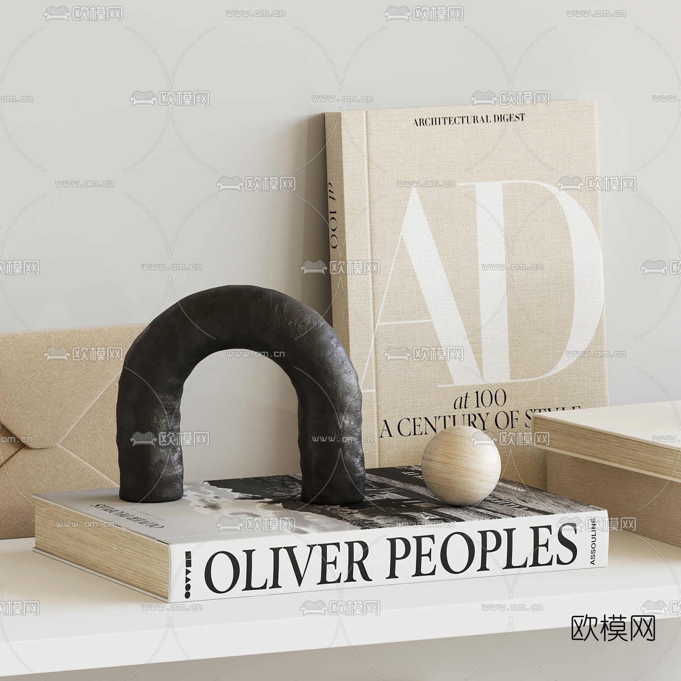 北欧书籍烛台雕塑饰品摆件3d模型下载（渲染图4）