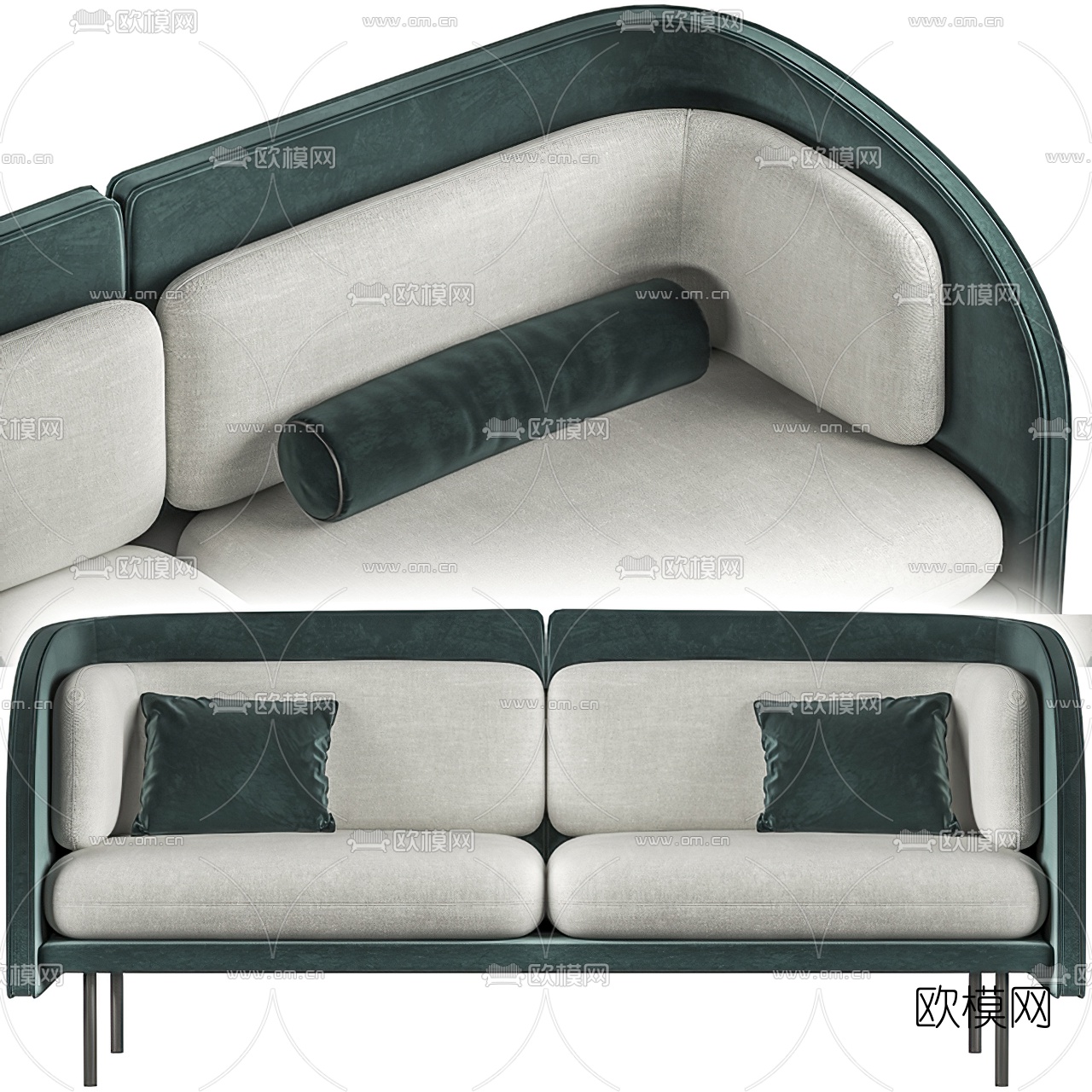 北欧布艺双人沙发3d模型下载