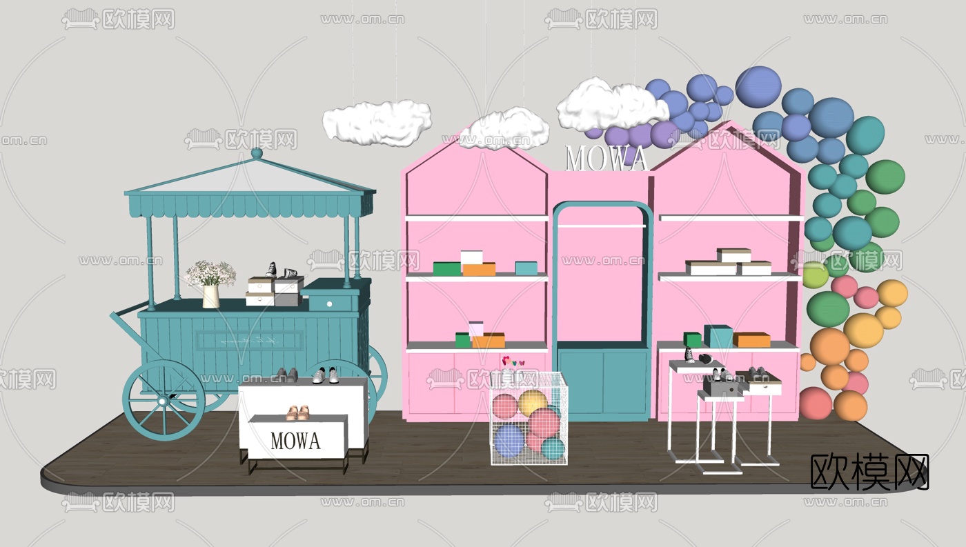 现代儿童储物架su模型下载