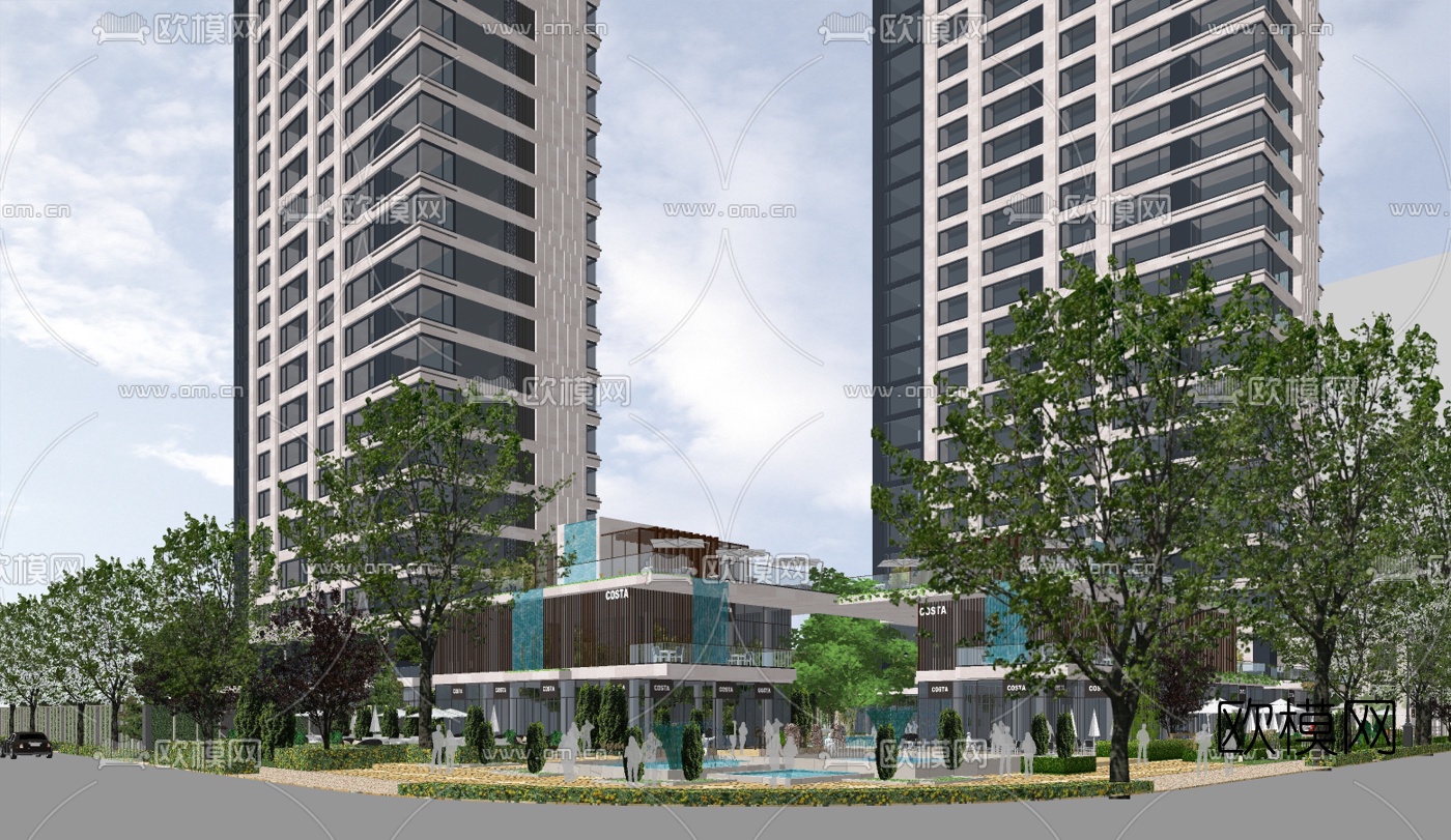 现代商业综合体su模型下载（渲染图5）