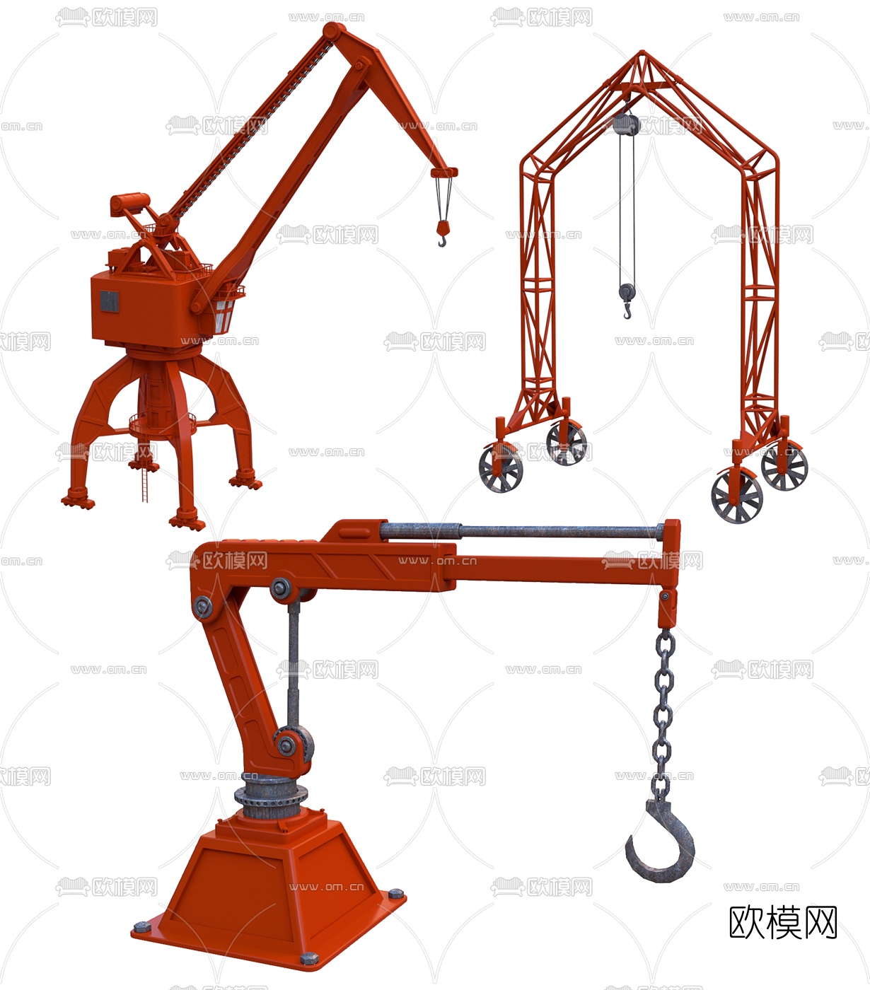 现代起重机吊机吊车3d模型下载