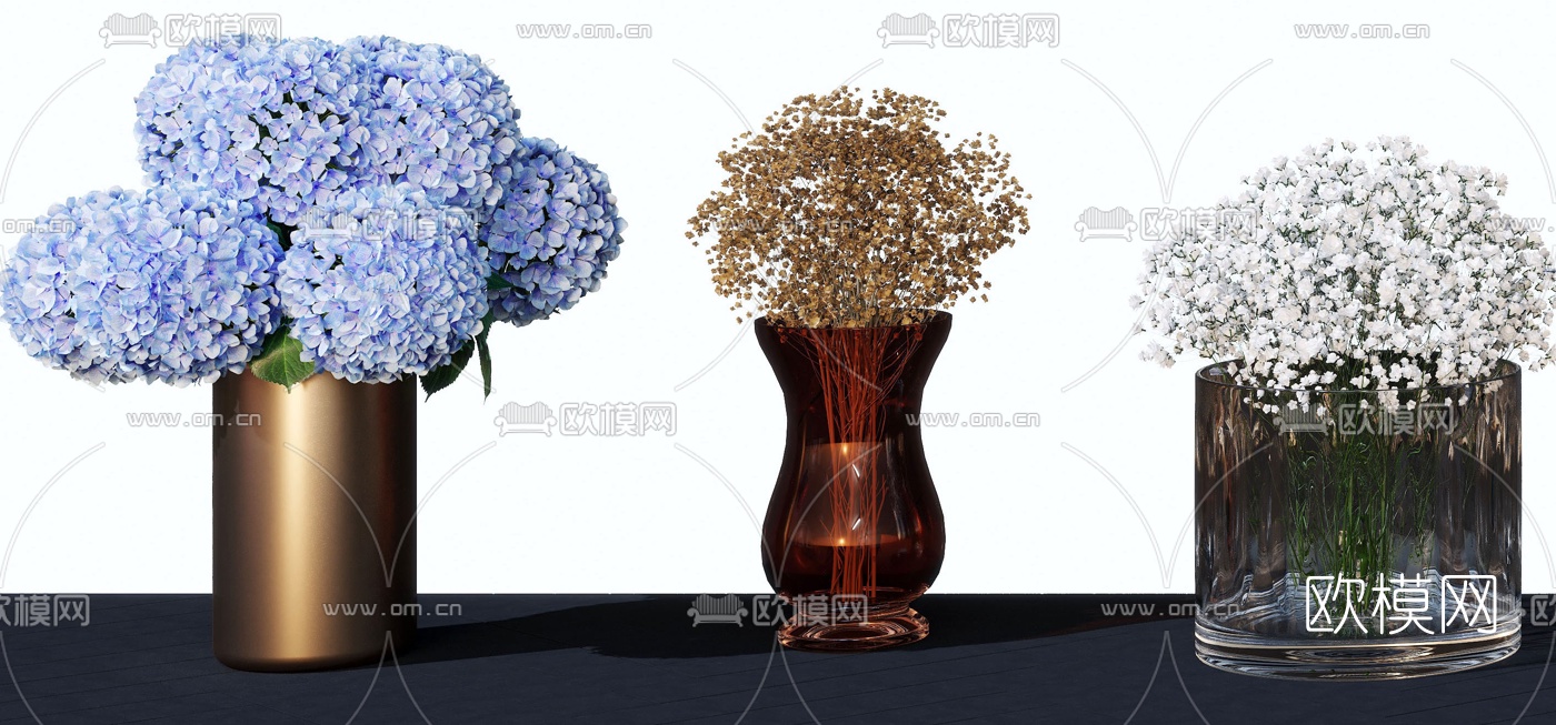 现代花瓶花卉插花3d模型
