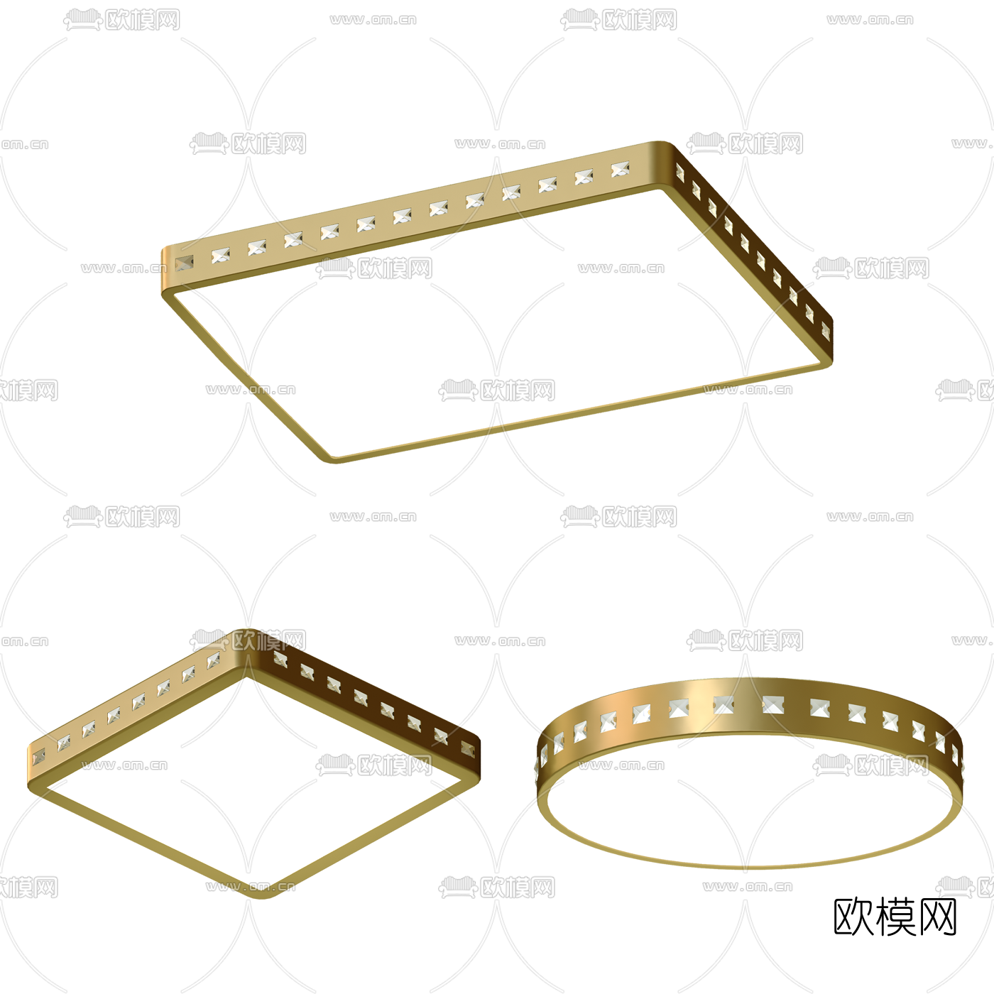 现代轻奢吸顶灯3d模型下载（渲染图1）