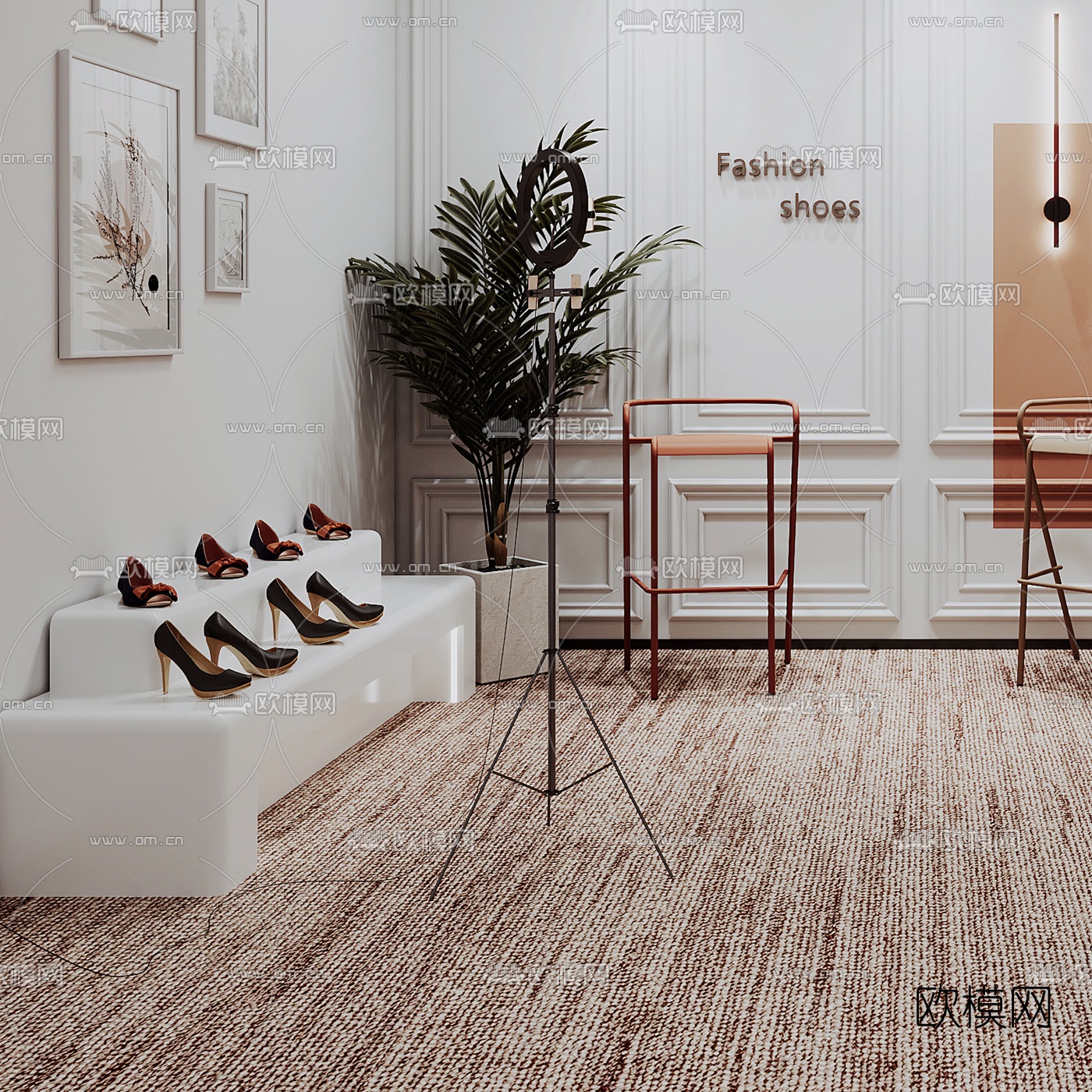 现代商业网红直播间3d模型下载（渲染图3）