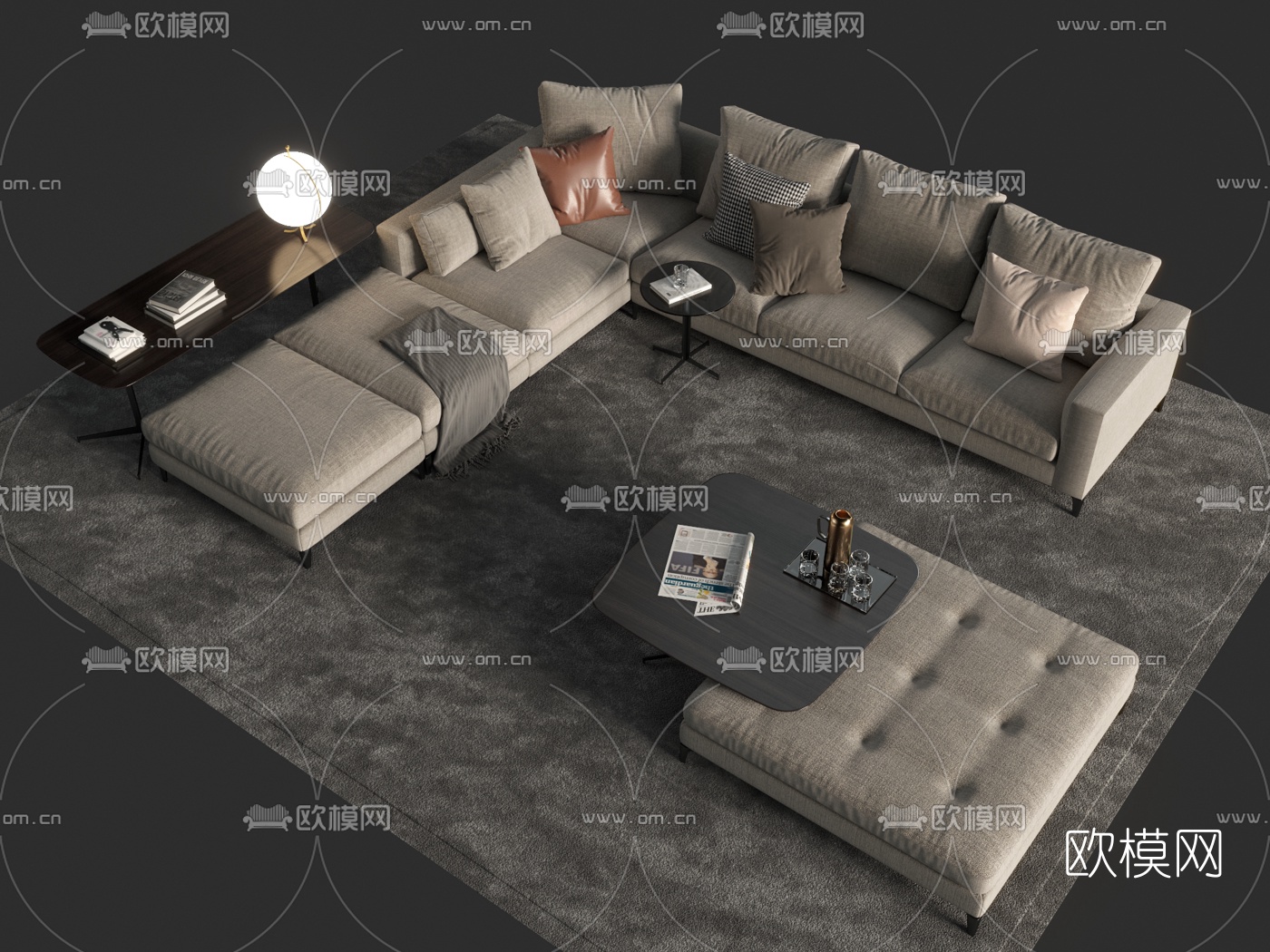 现代沙发茶几组合3d模型
