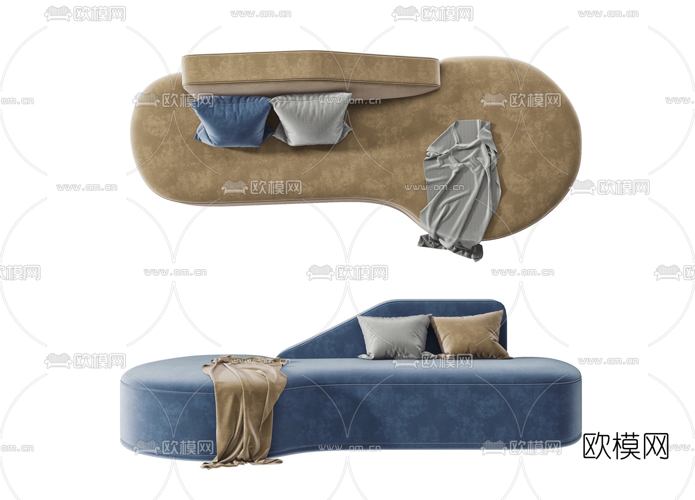 现代布艺异形沙发3d模型