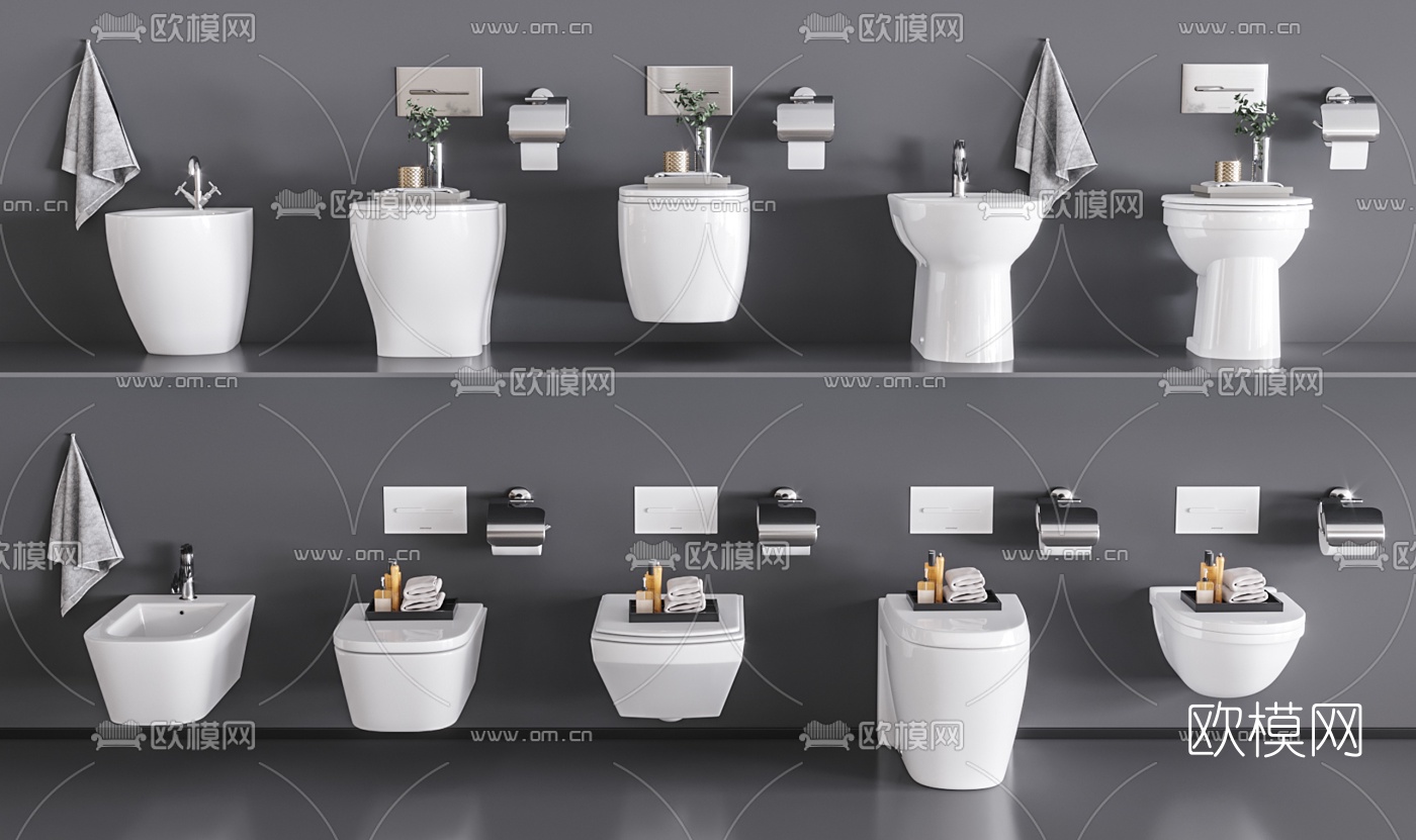 现代马桶坐便器拖把池3d模型下载