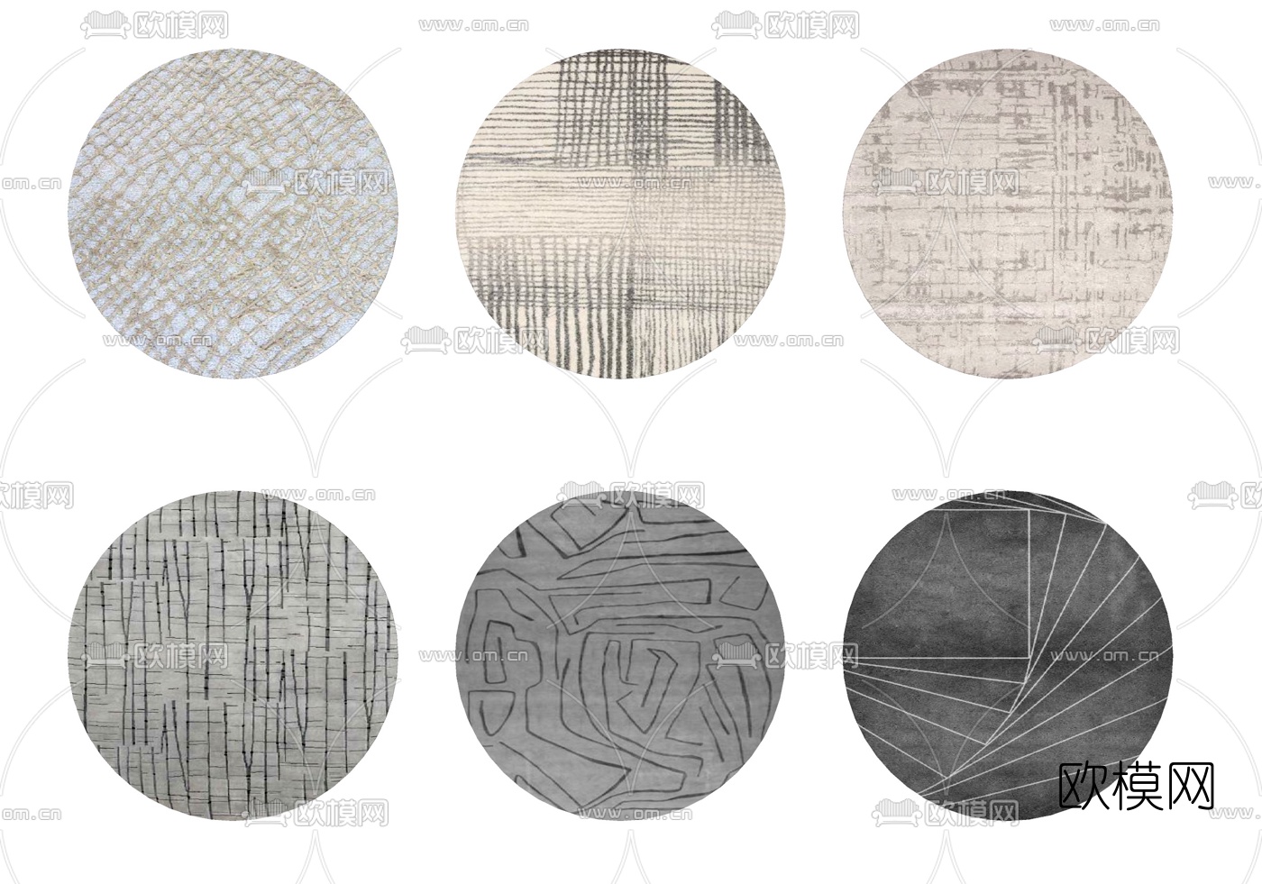 现代布艺圆形地毯su模型下载