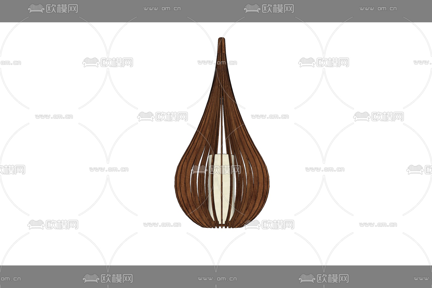 北欧原木吊灯免费su模型