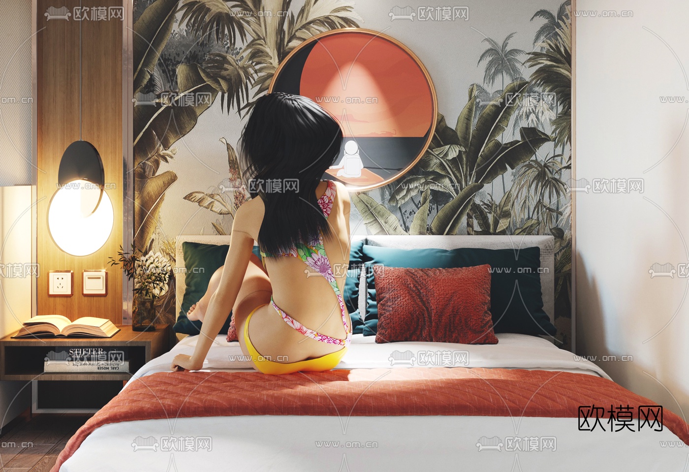 现代简约复式公寓卧室3d模型