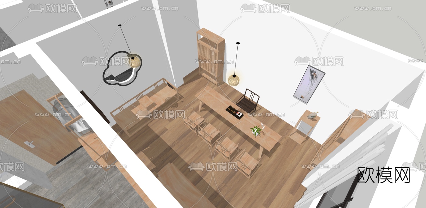 中式禅意茶馆su模型下载（渲染图10）