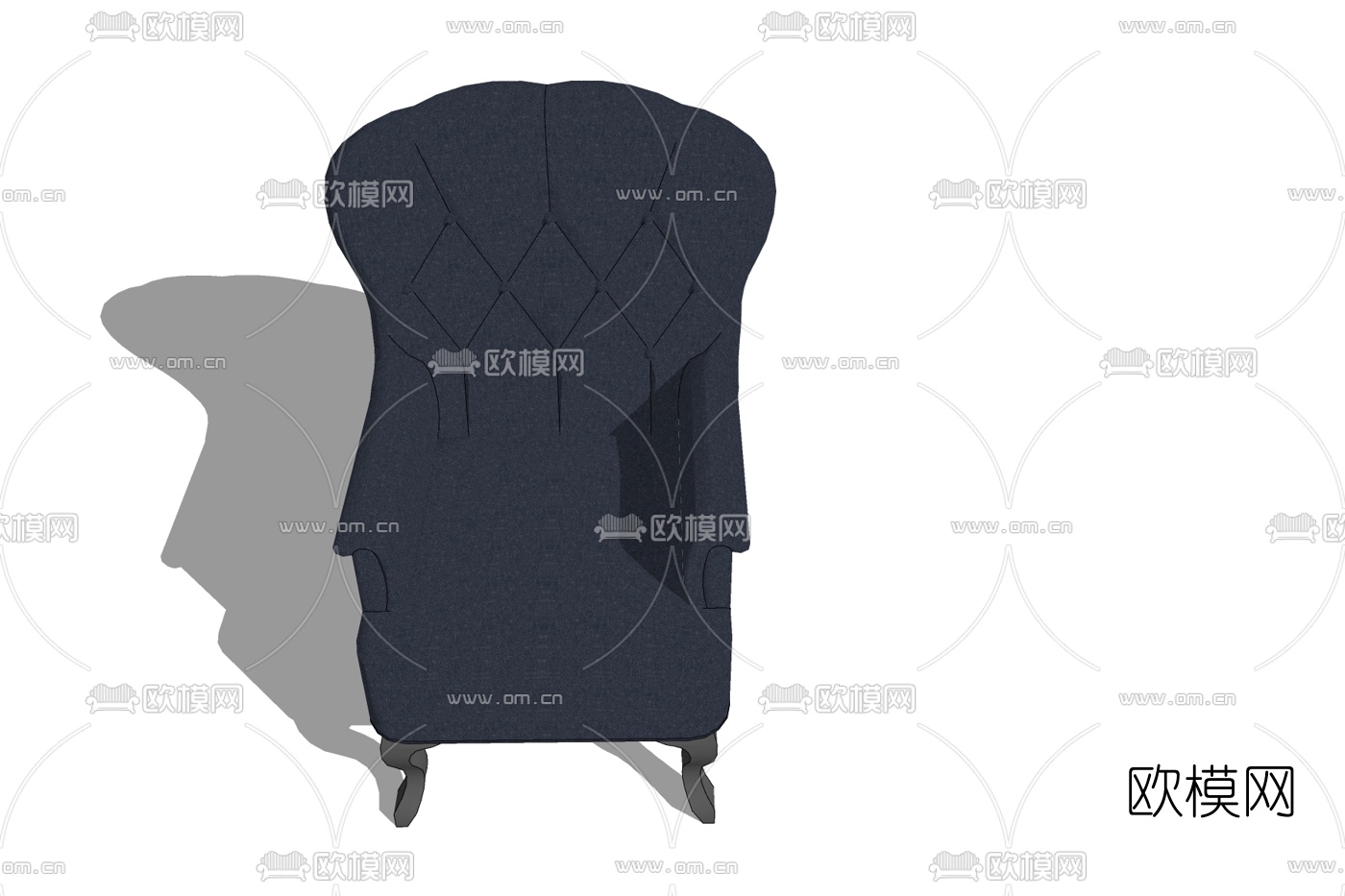 简欧布艺单人沙发免费su模型