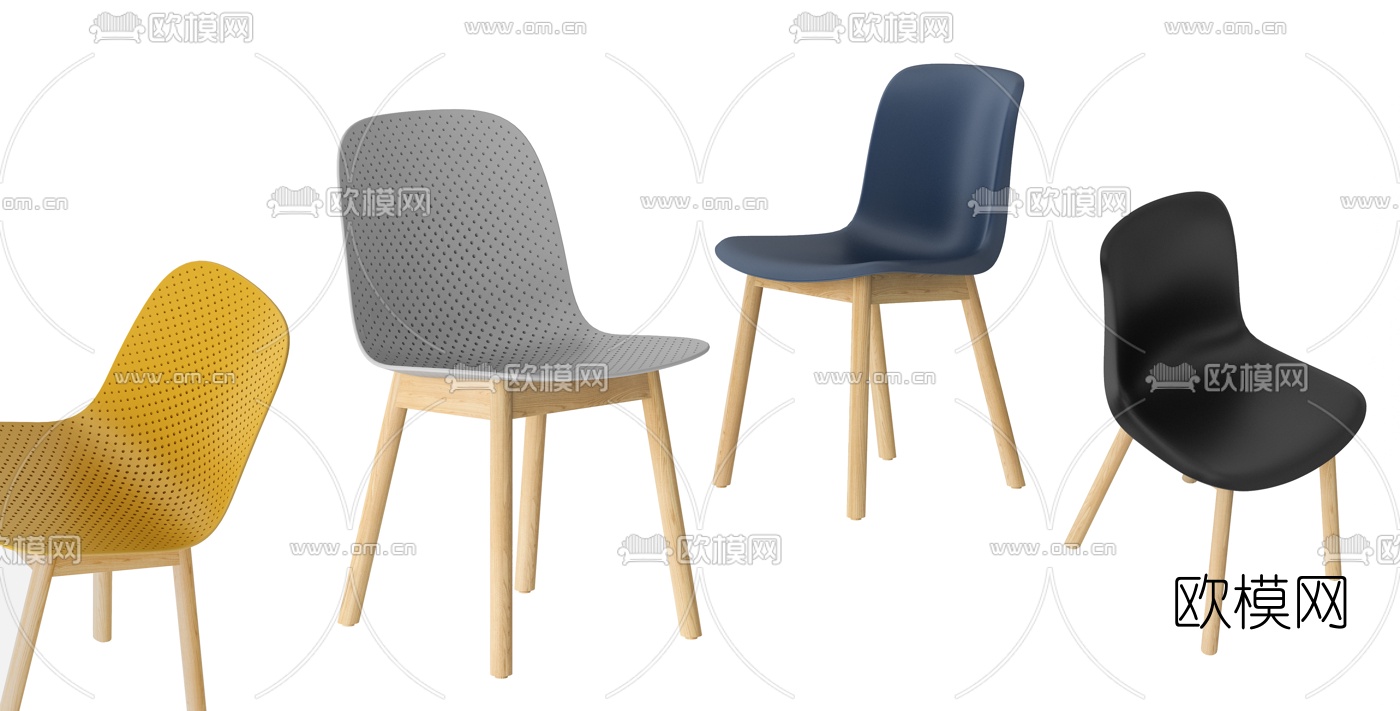 北欧简约单椅餐椅3d模型下载