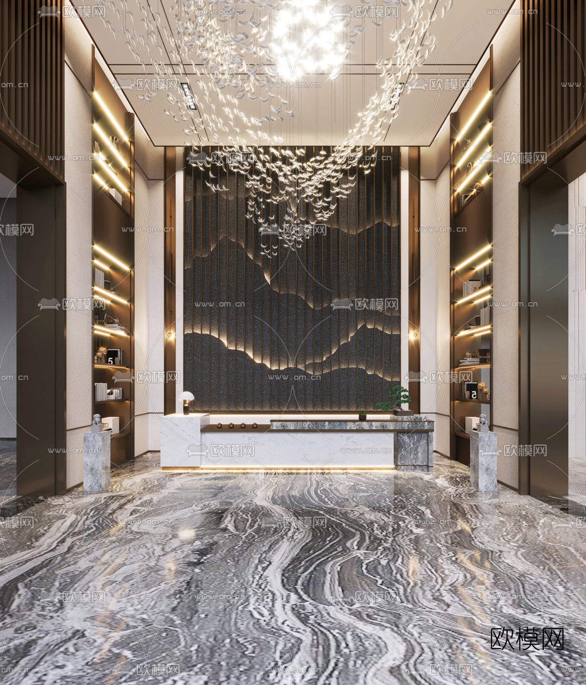 现代售楼处洽谈区3d模型下载（渲染图3）