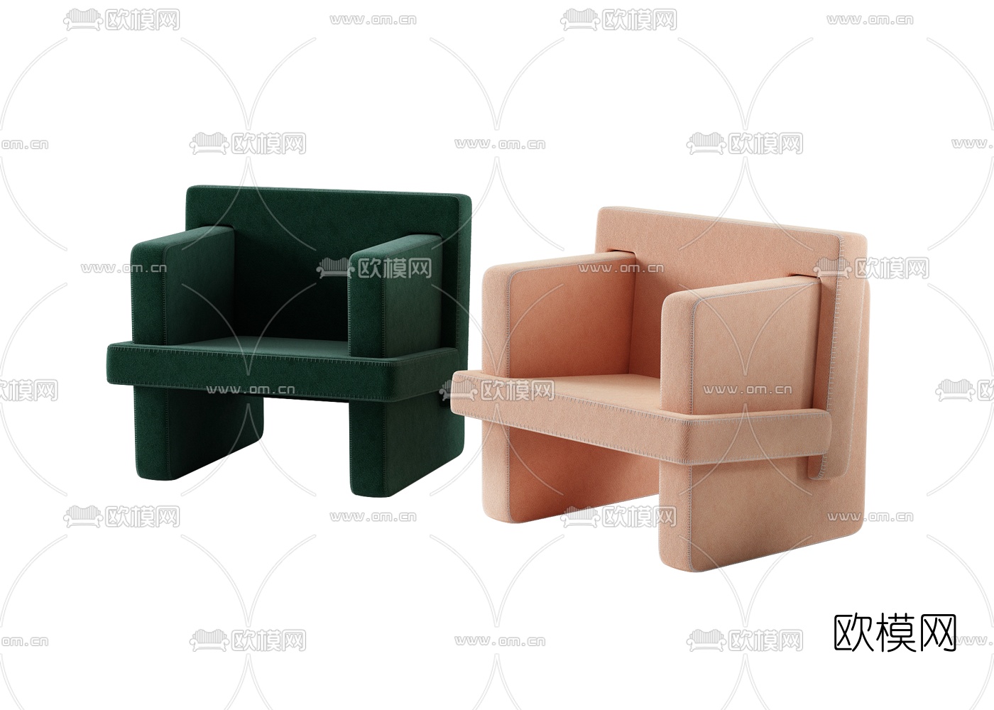 现代布艺休闲沙发3d模型下载