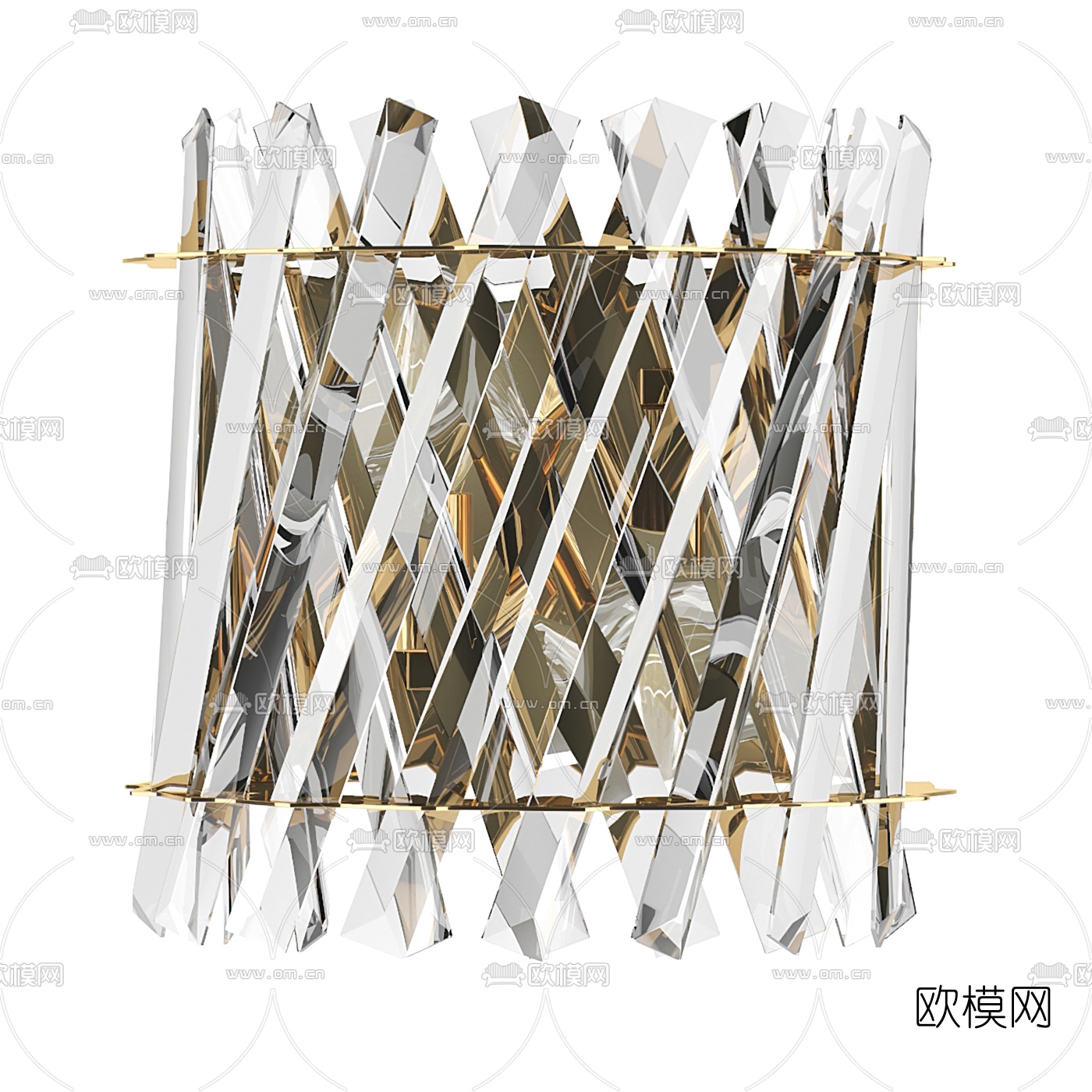 现代轻奢水晶壁灯3d模型下载（渲染图1）