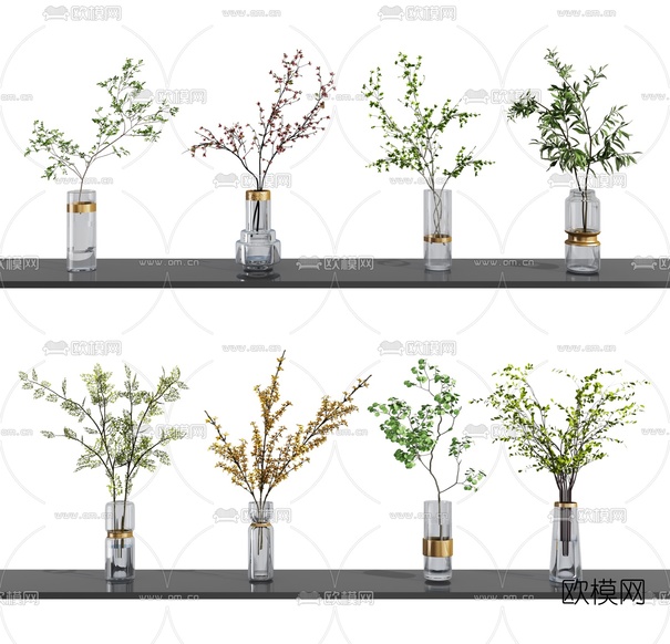 现代水生植物花瓶3d模型下载