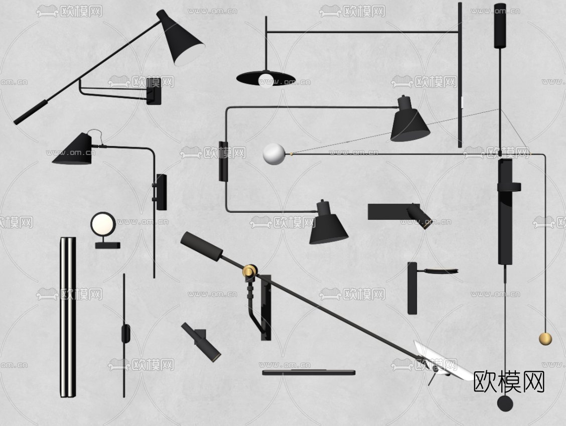 北欧壁灯su模型下载