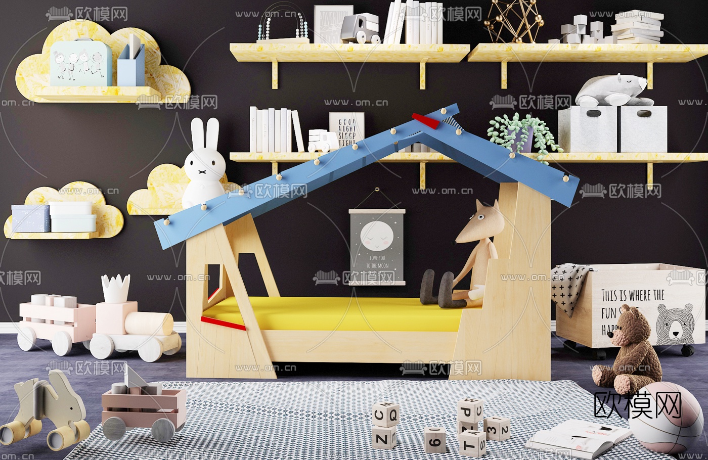 北欧儿童床玩具3d模型下载