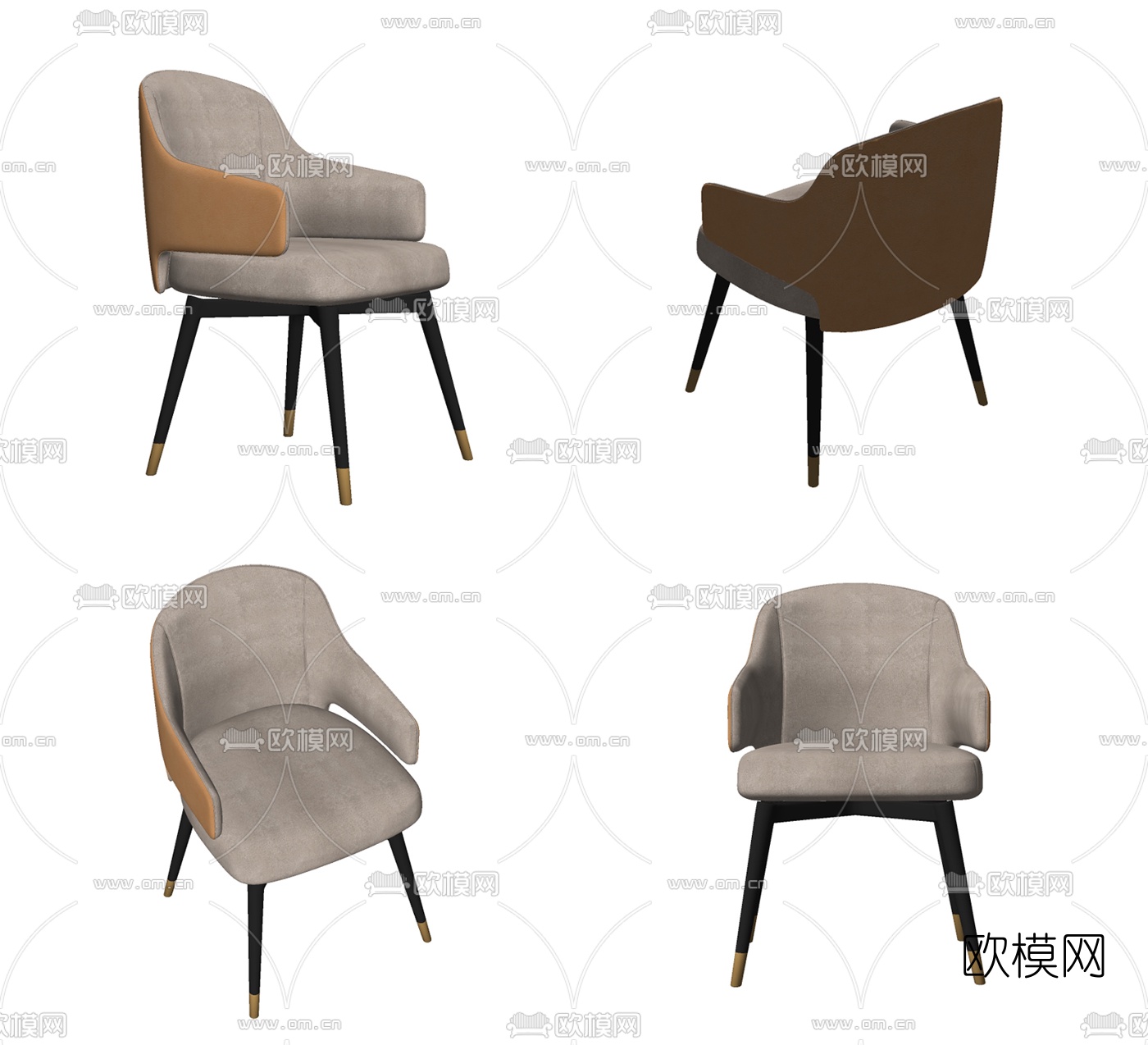 现代布艺餐椅 su模型下载（渲染图2）