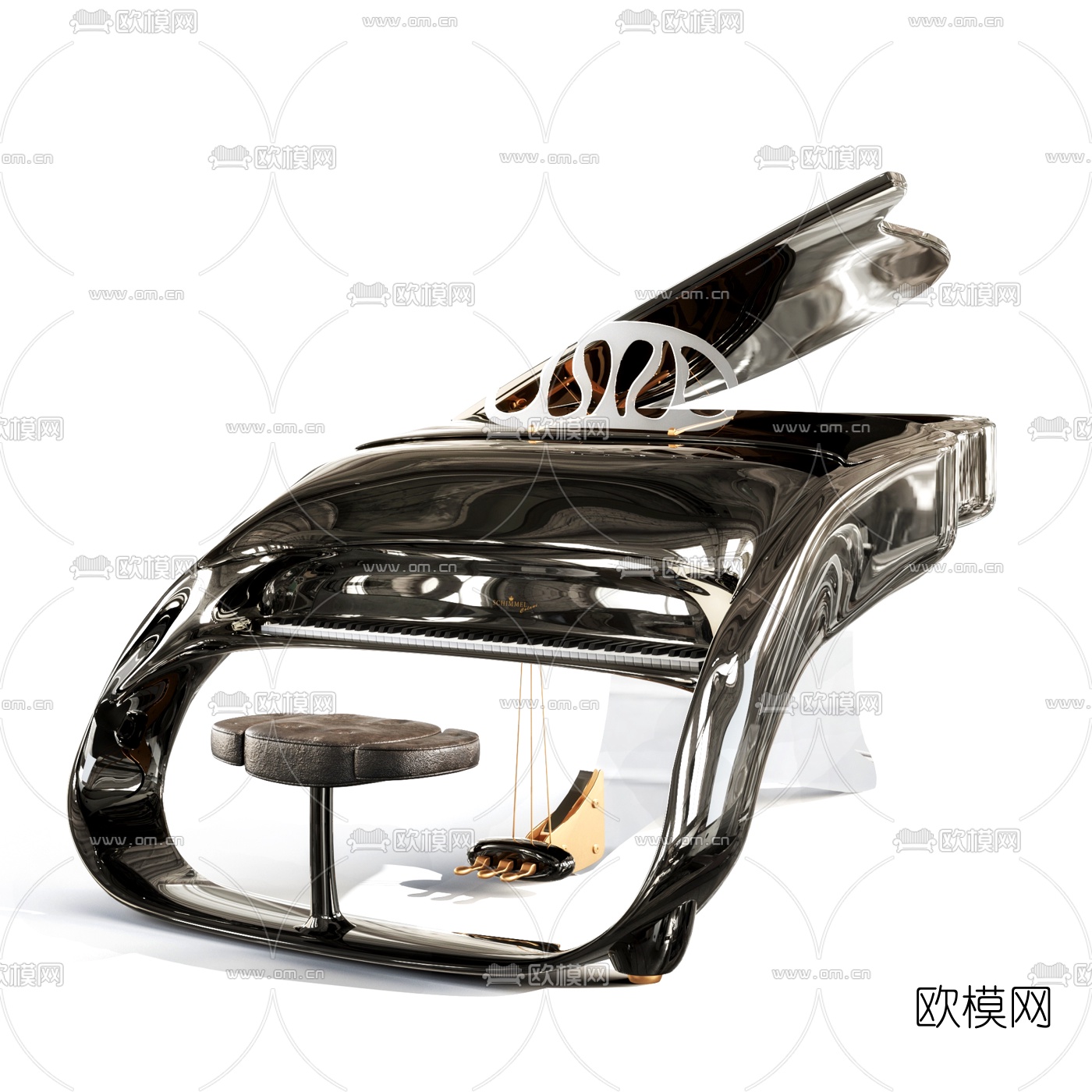 现代个性钢琴3d模型下载