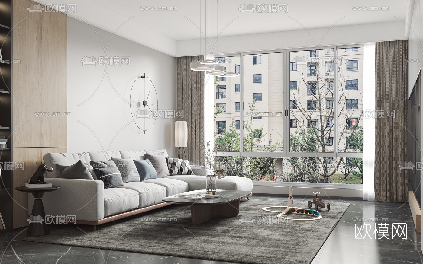 北欧客厅餐厅3d模型下载（渲染图2）