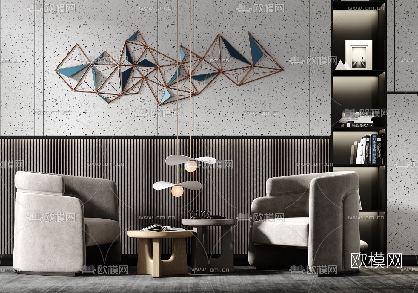 现代布艺休闲沙发su模型下载（渲染图1）