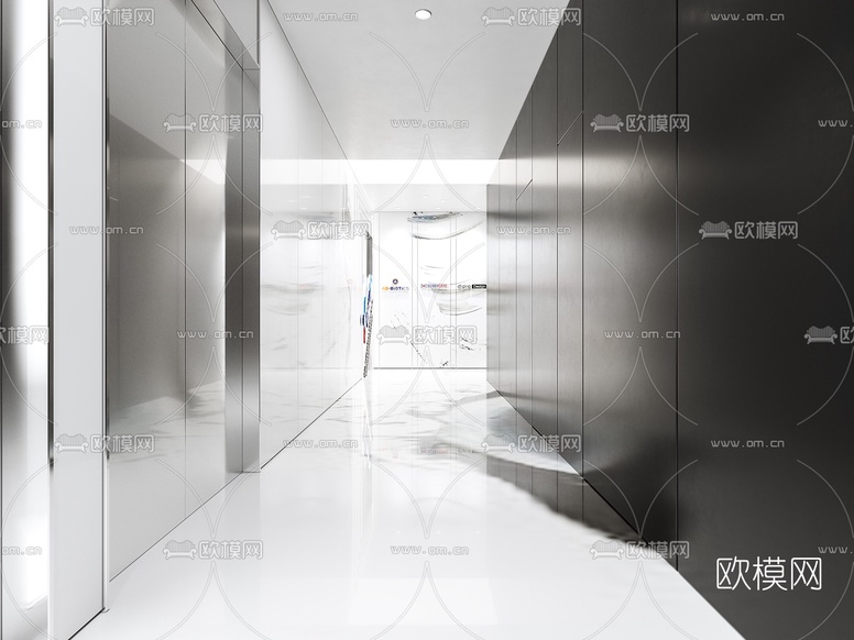 现代办公休息区回廊过道3d模型下载(渲染图3)