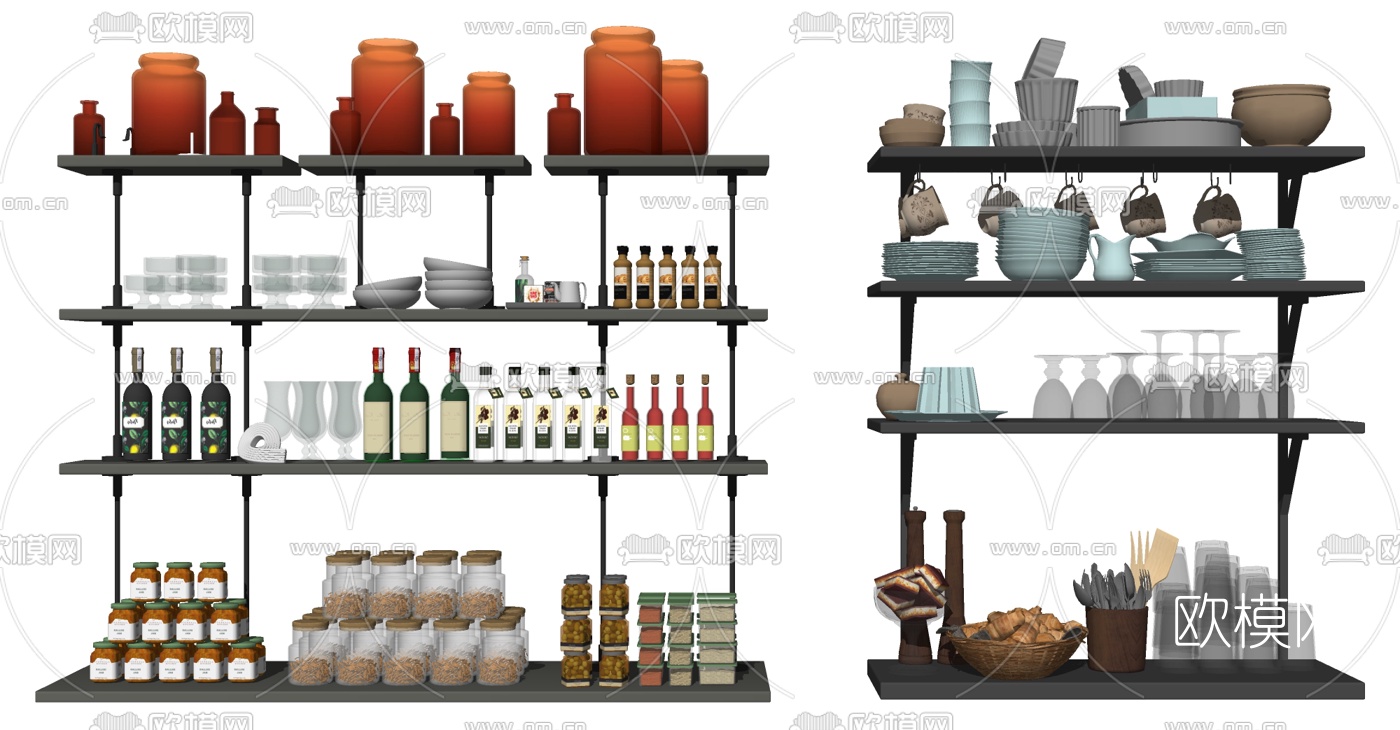 现代调料餐具su模型下载